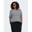 ONLY CARMAKOMA Dolly peal strikbluse - Medium Grey Melange