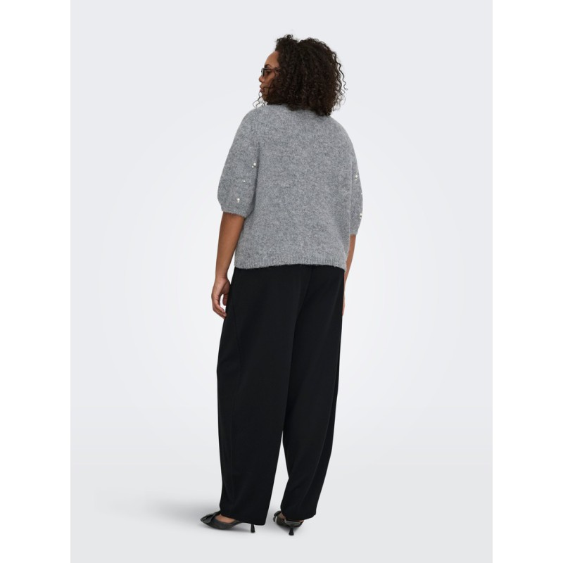 ONLY CARMAKOMA Dolly peal strikbluse - Medium Grey Melange