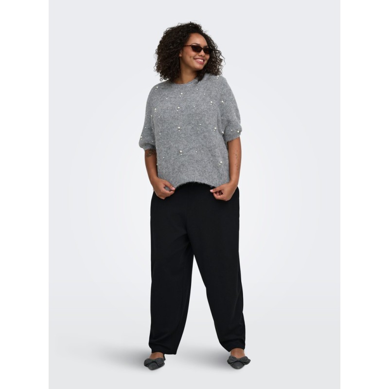 ONLY CARMAKOMA Dolly peal strikbluse - Medium Grey Melange