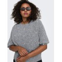 ONLY CARMAKOMA Dolly peal strikbluse - Medium Grey Melange