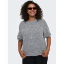 ONLY CARMAKOMA Dolly peal strikbluse - Medium Grey Melange