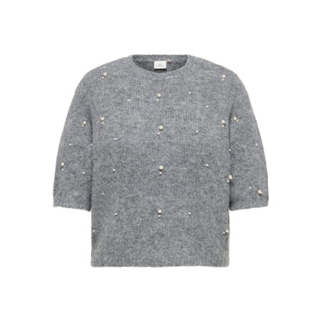 ONLY CARMAKOMA Dolly peal strikbluse - Medium Grey Melange