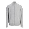 JACK & JONES Soho ollie high neck zip strikcardigan - Light Grey Melange