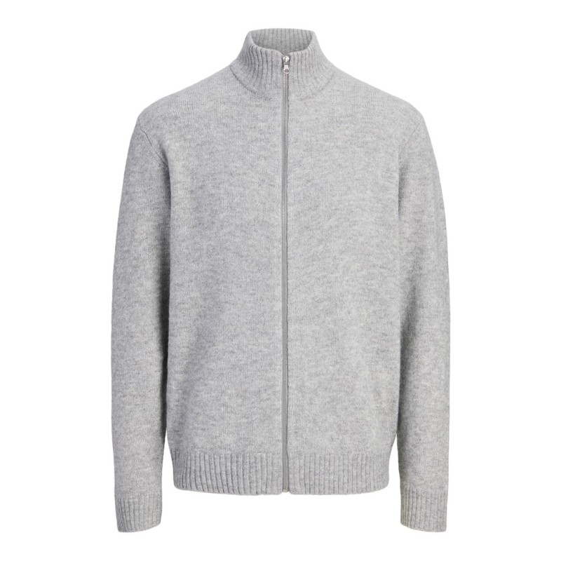 JACK & JONES Soho ollie high neck zip strikcardigan - Light Grey Melange