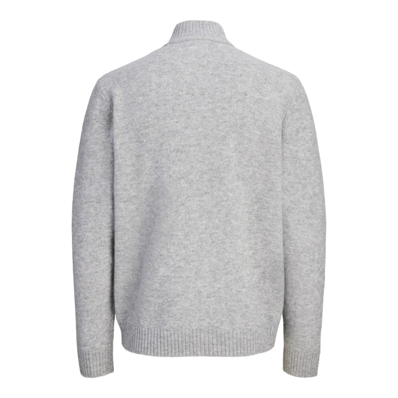 JACK & JONES Soho ollie high neck zip strikcardigan - Light Grey Melange