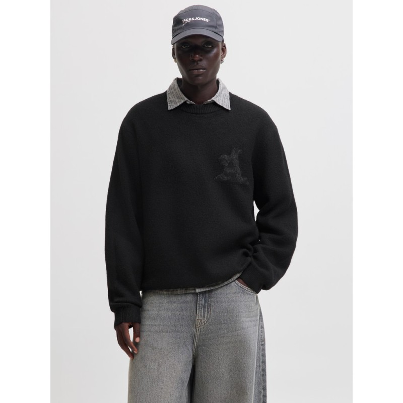 JACK & JONES Legacy jacquard striktrøje - Black