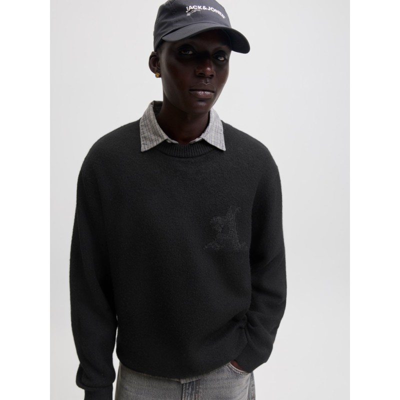 JACK & JONES Legacy jacquard striktrøje - Black