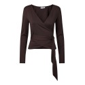 PIECES Ester langærmet wrap bluse - Chocolate Plum