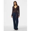 PIECES Ester langærmet wrap bluse - Chocolate Plum