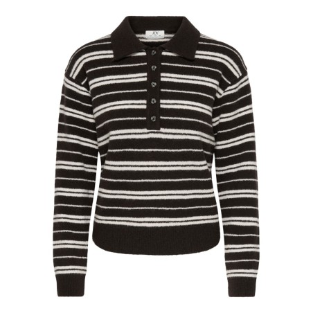 JDY Chloe langærmet strikpolo - Chocolate Brown