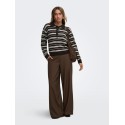JDY Chloe langærmet strikpolo - Chocolate Brown