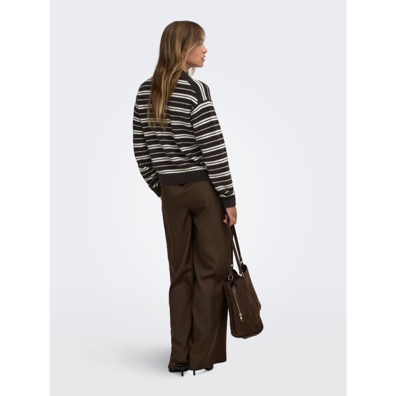 JDY Chloe langærmet strikpolo - Chocolate Brown