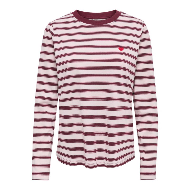 JDY Pisa langærmet print bluse - Chalk Pink