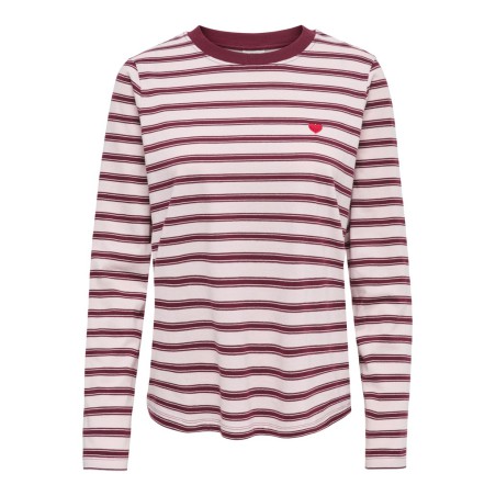 JDY Pisa langærmet print bluse - Chalk Pink