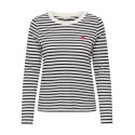 JDY Pisa langærmet print bluse - Cloud Dancer / New Stripe Black