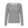 JDY Pisa langærmet print bluse - Cloud Dancer / New Stripe Black