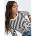 JDY Pisa langærmet print bluse - Cloud Dancer / New Stripe Black