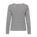 JDY Pisa langærmet print bluse - Cloud Dancer / New Stripe Black