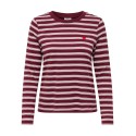 JDY Pisa langærmet print bluse - Windsor Wine / Chelsea Stripe