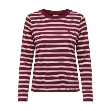 JDY Pisa langærmet print bluse - Windsor Wine / Chelsea Stripe