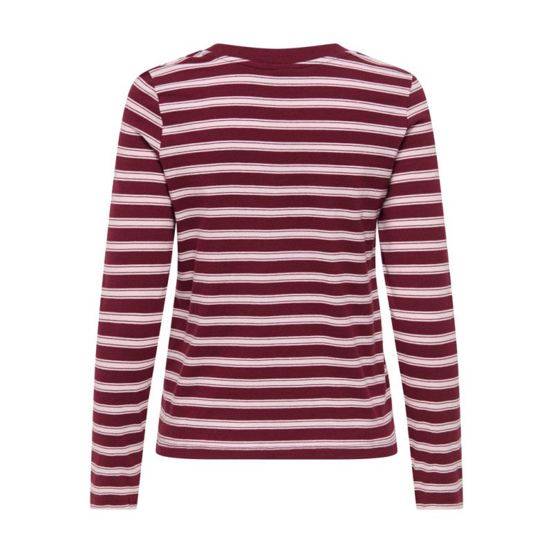 JDY Pisa langærmet print bluse - Windsor Wine / Chelsea Stripe