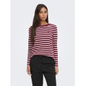 JDY Pisa langærmet print bluse - Windsor Wine / Chelsea Stripe