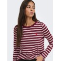 JDY Pisa langærmet print bluse - Windsor Wine / Chelsea Stripe