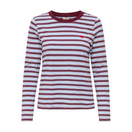 JDY Pisa langærmet print bluse - Cashmere Blue