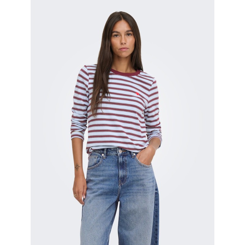 JDY Pisa langærmet print bluse - Cashmere Blue