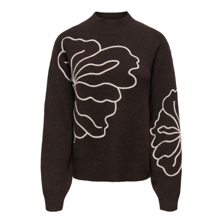 JDY Jella flower strik pullover - Chocolate Torte