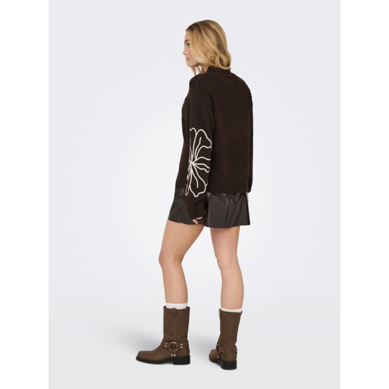 JDY Jella flower strik pullover - Chocolate Torte
