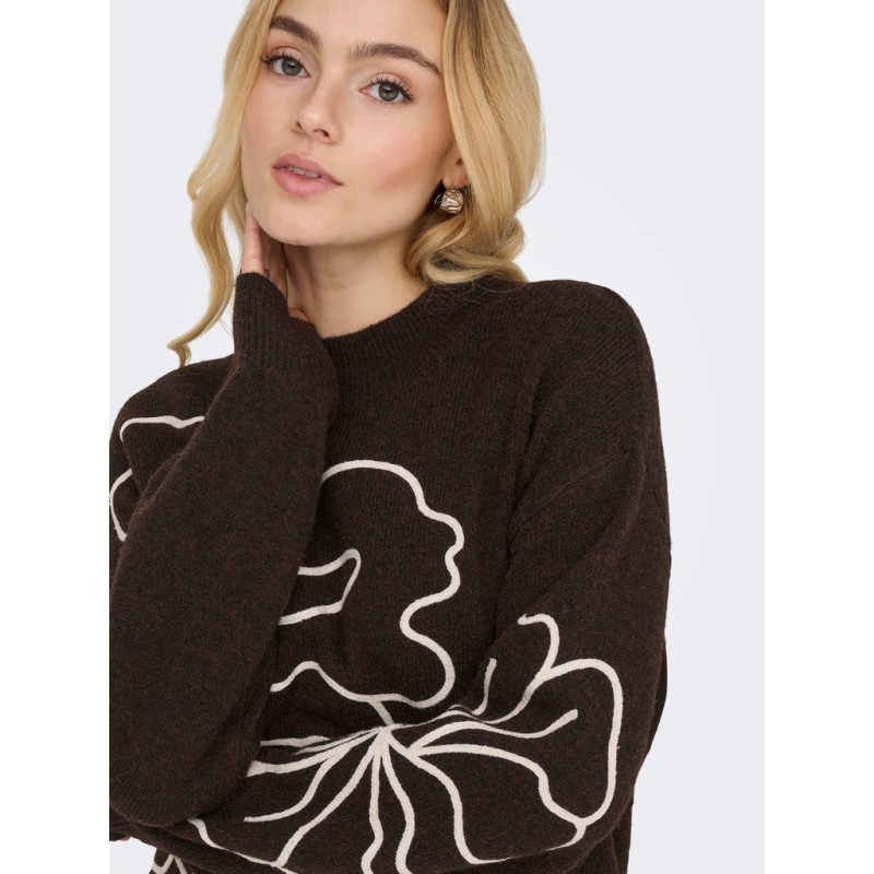 JDY Jella flower strik pullover - Chocolate Torte
