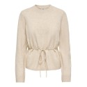 JDY Elsa langærmet on tie waist strik pullover - Oatmeal
