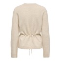 JDY Elsa langærmet on tie waist strik pullover - Oatmeal