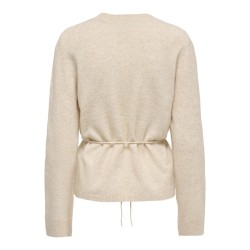 JDY Elsa langærmet on tie waist strik pullover - Oatmeal