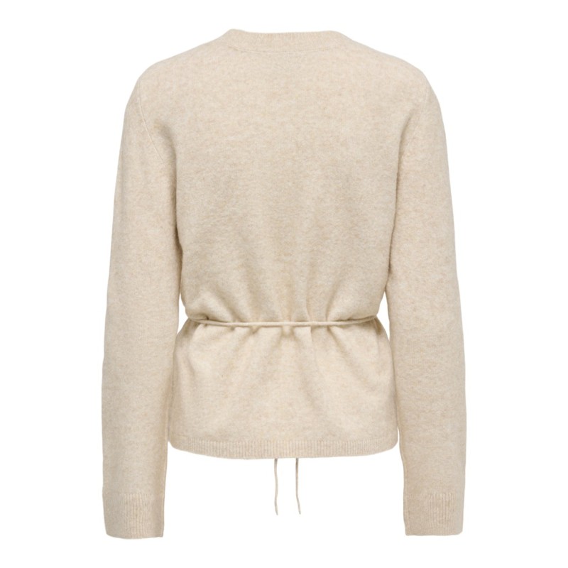 JDY Elsa langærmet on tie waist strik pullover - Oatmeal