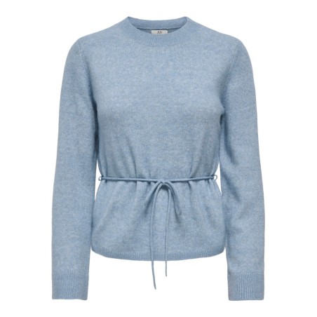 JDY Elsa langærmet on tie waist strik pullover - Windward Blue