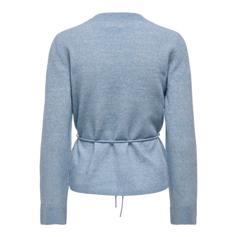 JDY Elsa langærmet on tie waist strik pullover - Windward Blue
