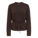 JDY Elsa langærmet on tie waist strik pullover - Coffee Bean