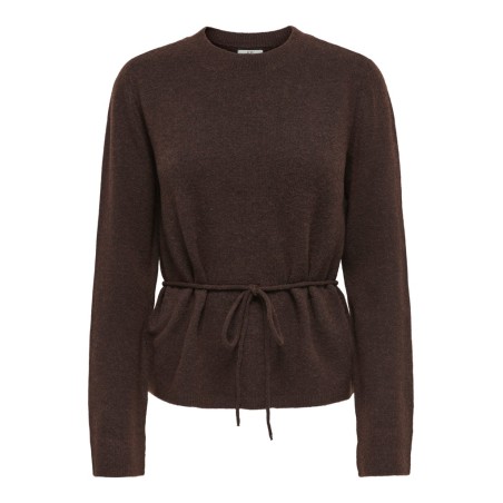 JDY Elsa langærmet on tie waist strik pullover - Coffee Bean