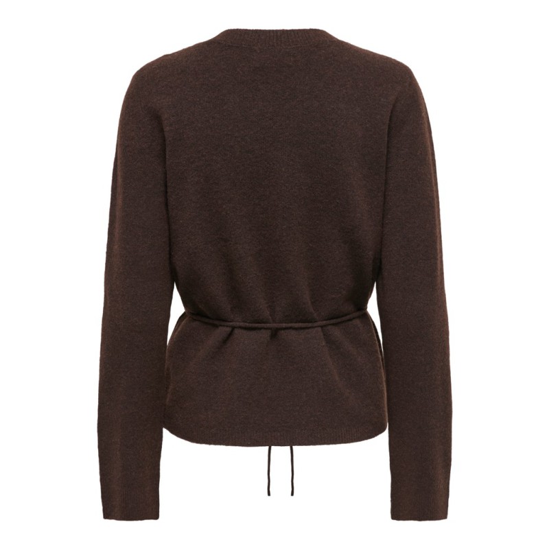 JDY Elsa langærmet on tie waist strik pullover - Coffee Bean