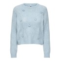 ONLY Monique flower langærmet striktrøje - Dusty Blue