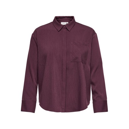 ONLY CARMAKOMA Everlyn loose langærmet stribet skjorte - Winetasting