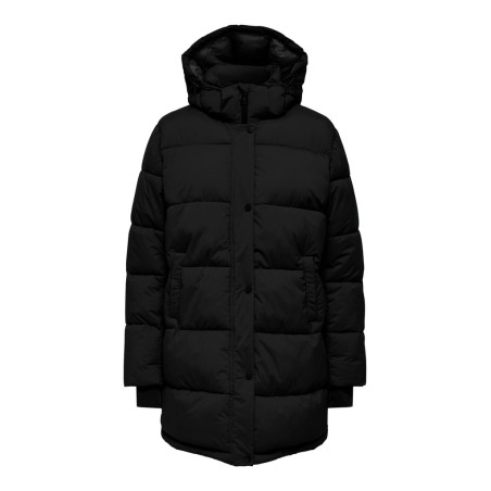 ONLY Ann premium mid-long pufferfrakke - Black