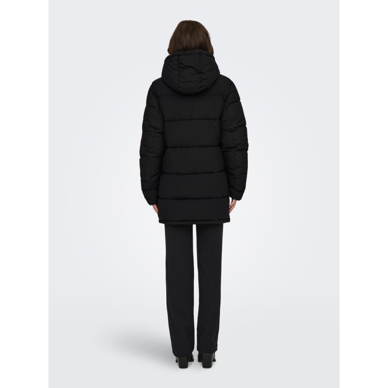 ONLY Ann premium mid-long pufferfrakke - Black
