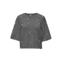 ONLY Dolly pearl strikbluse - Medium Grey Melange / White Pearl