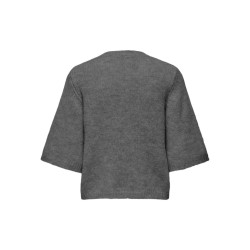ONLY Dolly pearl strikbluse - Medium Grey Melange / White Pearl