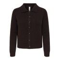 ONLY Alivia langærmet polo strikcardigan - Coffee Bean