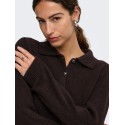 ONLY Alivia langærmet polo strikcardigan - Coffee Bean