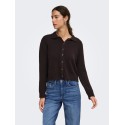 ONLY Alivia langærmet polo strikcardigan - Coffee Bean